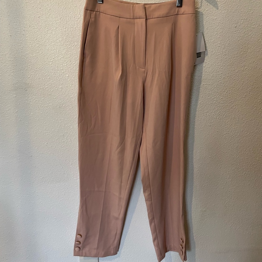 JustFab High Rise Ankle Pink Button Detail Trousers Size Small NWT New